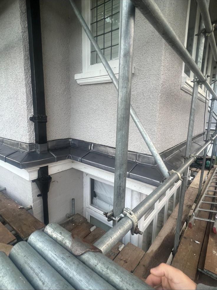 New lead roof over a ground-floor bay window